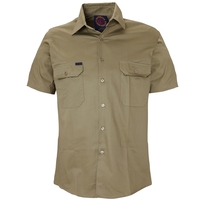 Ritemate Mens Open Front Heavy Weight S/S Work Shirt (RM1000S) Khaki