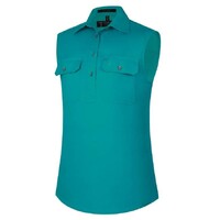 Ritemate Womens Pilbara Closed Front Sleeveless Workshirt (RM900CF) Jade