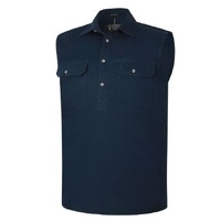 Ritemate Mens Pilbara Closed Front Sleeveless Workshirt (RM700CF) French Navy