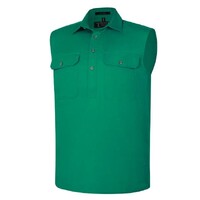 Ritemate Mens Pilbara Closed Front Sleeveless Workshirt (RM700CF) Kelly Green
