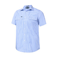 Ritemate Mens Pilbara Classic Fit S/S Shirt (RMPC152S) Blue/White [SD]