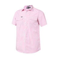 Ritemate Mens Pilbara Classic Fit S/S Shirt (RMPC152S) Red/White [SD]