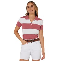 Ritemate Womens Pilbara Sophia Classic Cotton Polo (RMPC122) Cardinal/White [SD]