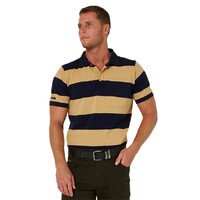 Ritemate Mens Pilbara Classic Cotton Polo (RMPC110) Golden Rough/French Navy [SD]