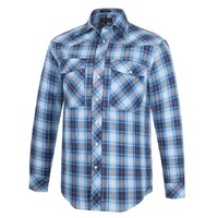 Ritemate Mens Pilbara Western Snap Button L/S Shirt (RMPW009) Navy/Blue/White