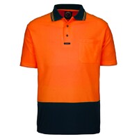 Ritemate Unisex Hi Vis S/S Polo (RM2346S) Orange/Navy