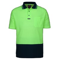 Ritemate Unisex Hi Vis S/S Polo (RM2346S) Yellow/Navy