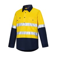Ritemate Unisex Vented Closed Front Lightweight L/S Work Shirt (RM107VCFR) Yellow/Navy