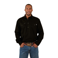 Ringers Western Mens King River L/S Half Button Workshirt (171110002) Black