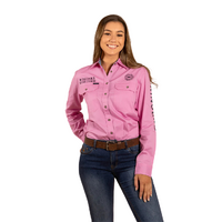 Ringers Western Womens Signature Jillaroo Full Button L/S Workshirt (218110002) Pastel Pink/Navy