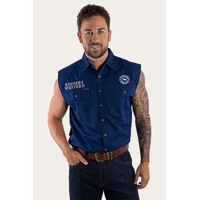 Ringers Western Mens Hawkeye Sleeveless Work Shirt (120210991) Navy with White Embroidery 
