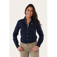 Ringers Western Womens Longreach Plain Stretch Poplin Dress Shirt (218109059) Navy  [SD]