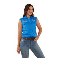 Ringers Western Womens Signature Jillaroo Sleeveless Work Shirt (220210991) Blue/White Embroidery 