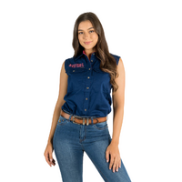 Ringers Western Womens Jillaroo Sleeveless Workshirt (220210991) Navy/Melon Embroidery