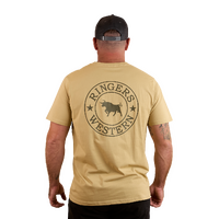 Ringers Western Mens Signature Bull Loose Fit S/S Tee (120201560) Pale Olive/Military Green
