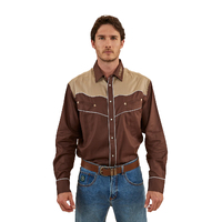 Ringers Western Mens McGraw Western L/S Shirt (122105RW) Chocolate/Dark Sand [SD]