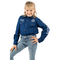 Ringers Western Childrens Jackaroo Full Button L/S Workshirt (321012RW) Navy/White Embroidery
