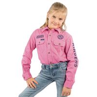 Ringers Western Childrens Jackaroo Full Button L/S Workshirt (321012RW) Pastel Pink/Navy Embroidery