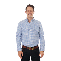 Ringers Western Mens Heritage Window Plaid L/S Dress Shirt (118109062) Blue/White