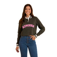 Ringers Western Womens Grace Cropped Rugby Jersey (224010RW) Charcoal [SD]
