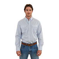 Ringers Western Mens Whyalla L/S Stripe Dress Shirt (123006RW) White/Blue [SD]