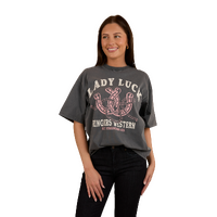 Ringers Western Womens Lady Luck Oversized S/S Tee (224068RW) Washed Black