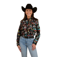 Ringers Western Womens The Dyno Limited Edition Full Button L/S Shirt (224105RW) Black/Multi
