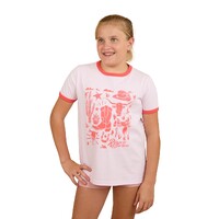 Ringers Western Childrens Boot Scootin Kids Ringer S/S Tee (324017RW) Barely Pink