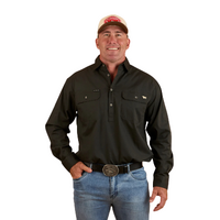 Ringers Western Mens Condor Half Button L/S Work Shirt (124094RW) Charcoal