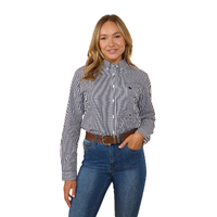 Ringers Western Womens Davidson Gingham Check L/S Dress Shirt (218109061) Navy [SD]