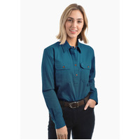 Thomas Cook Womens Contrast Light Drill Half Placket L/S Shirt (TCP2100182) Teal