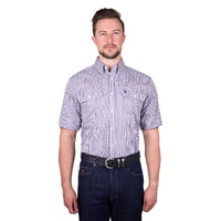 Thomas Cook Mens Wentworth S/S Dress Shirt (TCP1110158) Royal Blue/Brown