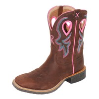 Twisted X Womens 9 Tech X 2 Zip Boots (TCWXTR019) Chocolate Truffle/Pink/Blue
