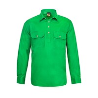 Workcraft Mens Lightweight Closed Front L/S Cotton Drill Shirt (WS3029) Electric Green