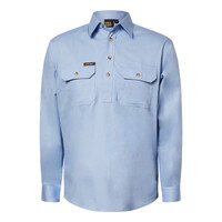 Workcraft Mens Lightweight Closed Front L/S Cotton Drill Shirt (WS3029) Sky