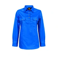 Workcraft Womens Lightweight Closed Front L/S Cotton Drill Shirt (WSL505) Cobalt Blue