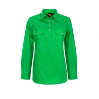 Workcraft Womens Lightweight Closed Front L/S Cotton Drill Shirt (WSL505) Electric Green