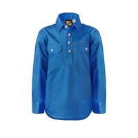 Workcraft Childrens Lightweight Closed Front L/S Cotton Drill Shirt (WSK131) Cobalt Blue