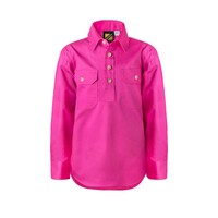 Workcraft Childrens Lightweight Closed Front L/S Cotton Drill Shirt (WSK131) Pink