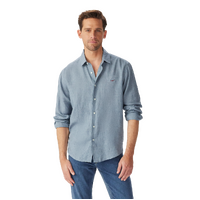 R.M.Williams Mens Newman Classic L/S Linen Shirt (SHU00LI01) Steel Blue