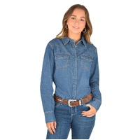 Wrangler Womens Jay Denim Western L/S Shirt (XCP2127850) Denim