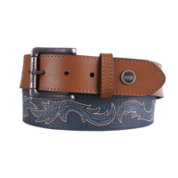 Wrangler Mens Aiden Belt (X4W1943BLT) Navy/Tan [SD]
