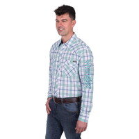 Wrangler Mens Jacob Logo L/S Shirt (X5S1111364) Green/White [SD]