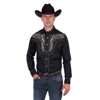 Wrangler Mens Carlos Embroidered L/S Shirt (X5S1113360) Black [SD]