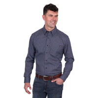 Wrangler Mens Carl L/S Shirt (X5S1115368) Navy/Tan [SD]