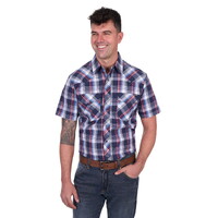 Wrangler Mens Phillip S/S Shirt (X5S1117371) Navy/Red [SD]
