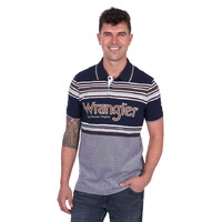 Wrangler Mens Victor Polo (X5S1566373) Navy/Tan [SD]