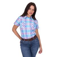 Wrangler Womens Emily Check S/S Shirt (X5S2132431) Blue [SD]