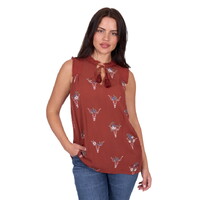 Wrangler Womens Krissy Sleeveless Blouse (X5S2536442) Rust [SD]