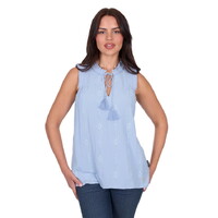 Wrangler Womens Simone Sleeveless Blouse (X5S2536446) Light Blue [SD]